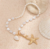 Seashell f-pearl necklace